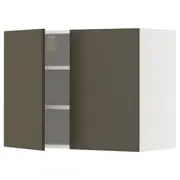 METOD wall cabinet with shelves/2 doors, white/Havstorp brown-beige, 80x37x60 cm