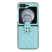 Shockproof Slim Hard Pc+pu Phone Case For Samsung Galaxy Z Flip5 5g, With Ring Finger Holder
