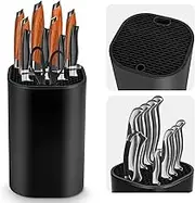Ninonly Knife Block Without Knives 2 in 1 Universal Square Knife Blocks for Kitchen with Scissors Slot Space Saving Detachable Knife Block Storage Holder for Protecingt Blade Easy Cleaning Black