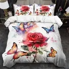 Butterfly Rose Doona Duvet Cover Pillowcase Bedding Set Single Double Queen King