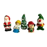 Interpur Christmas Candles Set of 5 Vintage Santa Elf Dog Angel Tree