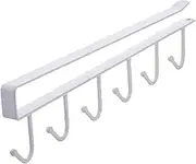 Mug Cups Wine Glasses Storage Hooks Kitchen Utensil Scarf Hanging Hook Rack Holder Under Cabinet Closet 6 Hooks (White)