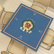 Mahjong Poker Mat forTable Non-Slip Mahjong Tablecloth 31.5x31.5 Inch Multi-Purpose Gaming Mat for Mahjong, Board Games, Card Games Durable & Waterproof Surface with Carry Bag (Blue)