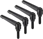 uxcell 4pcs Clamping Lever Handles, M8 x 25mm Black Oxide Carbon Steel Threaded Male Stud, Adjustable Handles Locking Quick Release Ratchet Push Button Bolt Knobs, Black
