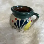 Mexican Mug Handmade Painted Clay Jarrito Coffee Mug Decorative NEW