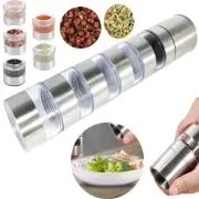 5 In 1 Stainless Steel Salt & Pepper Grinder Manual Spice Grinder Bottle Kitchen