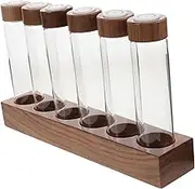 JECOMPRIS Elegant Wooden Coffee Bean Dosing Stand Glass Storage Bottles for Home Commercial Display