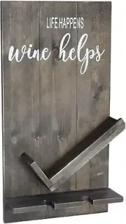 Elegant Designs Lucca Quote Saying ?Life Happens Wine Helps Wooden Bottle Shelf