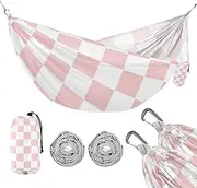 Cute Pink Checkerboard 330lb Capacity Camping Hammocks with Tree Straps Indoor Hammock for Camping Travel Accessories accesorios para Camping