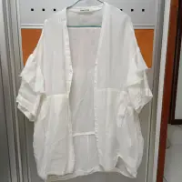在飛比找Yahoo!奇摩拍賣優惠-viga wang 設計款奶白雙袖亞麻外套
