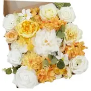 35pcs Artificial Flowers Mix Silk Flowers & Foliage with Stems Autumn Caramel