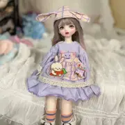 1/6 Bjd Doll Girl Face Make up + Free Eyes Kid figure Toys Purple Clothes GIFT