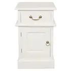 Timber Bedside Table with Drawer & Cupboard, White Bedside.