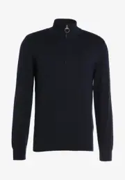 BARBOUR MEN'S TISBURY HALF ZIP SWEATER LAMBSWOOL BLEND FLEECE XXL NAVY MKN1187NY