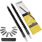 Magnetic Hex Screwdriver Kit: 2 Flexible Drill Bit Extensions + 10 Bits – Free S