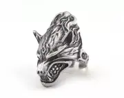 Wolf Beast Ring Adjustable Ring Antique Silver Plated Brass 7.5US size 2932