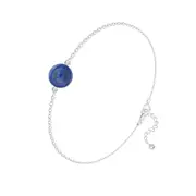 Silver Bracelet With Blue Lapis Stone Made with Swarovski Crystal