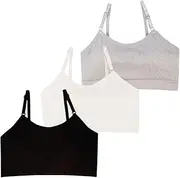 [XHuaJun] Girls Training Bras Stretch Sport Crop Cami Bralettes Bra for Teens with Adjustable Straps