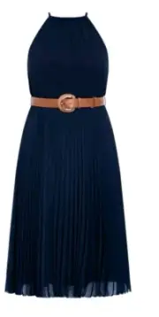 City Chic Medium Navy Pleat Dress Plus Size 18