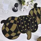 Handmade beaded table runner, gold black pumpkin runner, centerpiece table mat