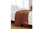 Micro Plush Knitted Woven Throw Blanket - Terracotta