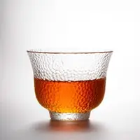 在飛比找ETMall東森購物網優惠-錘紋玻璃茶杯品茗杯功夫小茶杯迷你個人品茶杯耐熱小茶碗