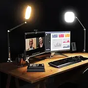 LitONES Video Conference Light for Zoom Meeting, 15W Desk Lights with Clamp for Home Office, Eye-Caring Side-emitting Tech with Adj. BRT., Color Temp, Memory & Timing Func for Video Call, Work & Study