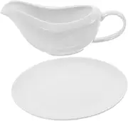 SECFOU 1 Set Ceramic Sauce Container with Saucer Versatile Gravy Boat for Dipping Sauces Condiments Dressings Easy to Clean for Home Dining Outdoor Events