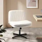 Criss Cross Chair with Padded Seat and Mid Back Armless Office Chair Beige