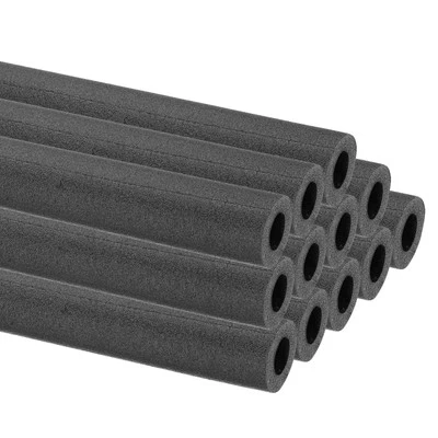 39.4"Lx0.9"IDx0.4"T Pre Slit Insulating Foam Pipe Covers, Black, 24Pcs