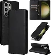 [YocoverTech] for Samsung S23 Ultra 5G Wallet Case with Card Holder,for Galaxy S23 Ultra 5G Case Phone Flip Cover PU Leather Women Men[RFID Blocking] Shockproof Cover with Credit Card Slots-Black