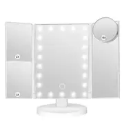 Rechargeable LED Makeup Mirror with 1X/2X/3X/10X Magnification,With Touch Control To Adjust Brightness,Color White