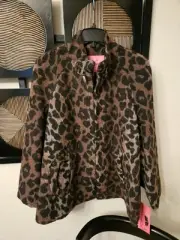 Betsey Johnson Polyester/Wool Leopard Print Jacket NWT SZ Large