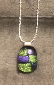 Handmade Sterling Silver Dichroic Glass Pendant On Solid Silver Chain
