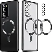 (New) RUNGOS for Samsung S20 FE Case MagSafe (Camera Lens Protector) [Stable Magnetic] [10Ft Drop Tested] Soft Shockproof Case for Samsung Galaxy S20 FE, S20 FE Magsafe Case Cover 6.5'', Clear Black