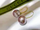 charming 10-11mm south sea round lavender pearl dangle earring 18k