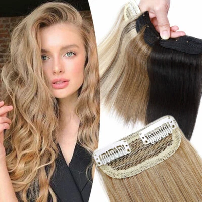 One Piece Short Hairpiece Clip in 100% Real Remy Human Hair Extensions Hair Pads