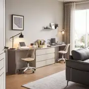 Length Adjustable Study Desk with Storage/Home Office Two-person Desks/Corner Desk