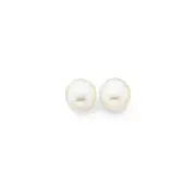 9ct Gold 5mm Freshwater Button Pearl Studs in White