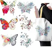 Butterfly Iron on Transfer Iron on Decals T-Shirt Iron on Patches Heat Transfer Stickers Colorful Design Vinyl Iron on Stickers Thermal Transfer Applique Clothing Bag Hat DIY Supplies for Women 6PCS