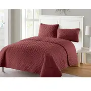 Ramesses 3 Piece Chic Embossed Comforter Set Burgundy Queen