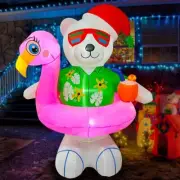 Christmas Hawaiian Polar Bear Flamingo Airblown Inflatable Decor LED Lawn BlowUp
