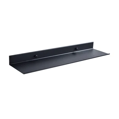 Floating Wall Shelf Black for Kitchen Bathroom Storage Rack Mirror Metal9246