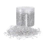 305g Crushed Glass Chips 3-6mm Irregular Broken Sprinkles Glass, Silver Tone