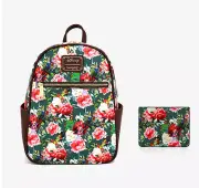 Loungefly Disney Robin Hood Characters Floral Mini Backpack & Cardholder - New