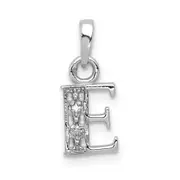14K White Gold Polished .01ct Diamond Initial E Charm