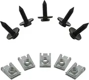 HDVCRNBAVW 5 Sets M8 Steel Screw Car Engine Under Tray Cover Fasteners Bolts Compatible with Benz C180 E260 Audi Motor Bottom Shield Speed Spring Nuts Fasteners and Clips