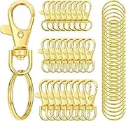 100PCS Swivel Snap Hooks with Key Rings, Premium Metal Swivel Lobster Claw Clasps Assorted Sizes (Large, Medium, Small) for Keychain Clip Lanyard, Jewelry Making, Crafts, Gold