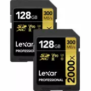 Lexar Professional 128GB SD SDXC 2000x Memory Card UHS-II 300MB/s U3 4K 2-Pack