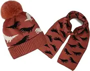 [Aofalbe] Kids Winter Hat Scarf Set for Boys Girls, Toddler Knit Beanie Hat & Neck Warmer Sets with Warm Fleece Lined Pom